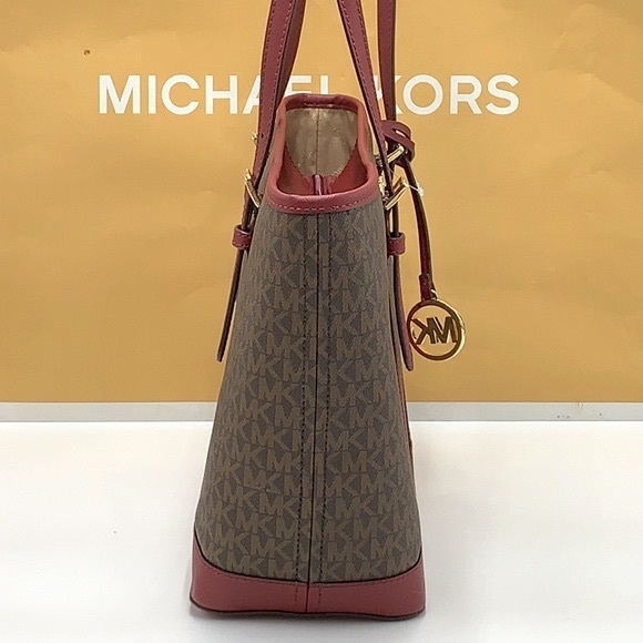 MICHAEL KORS LOGO SHOULDER TOTE DARK CHERRY COLOR 14.75”W X 10”H X 5.5”D - Picture 5 of 16